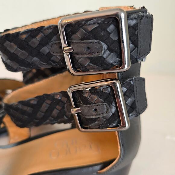 Franco Sarto Toma Sandal Women's 6M Black Suede Smooth Leather Braided Party - Picture 11 of 14